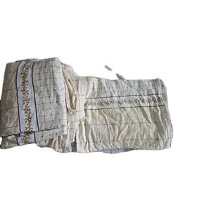 Vtg Beige Floral Cotton No-Iron Flannel Bedding Pillowcase Sheet Set Queen Size